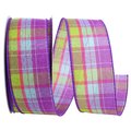 Reliant Ribbon 1.5 in. x 10 yards Bright Plaid Today Wired Edge, Purple 93397W-064-09F